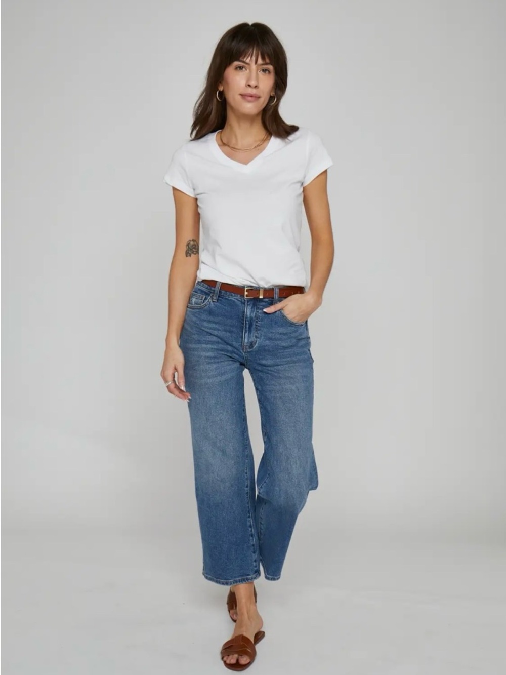 Oliver Logan Addington Ankle Crop Mid Rise Jeans Vintage Worn